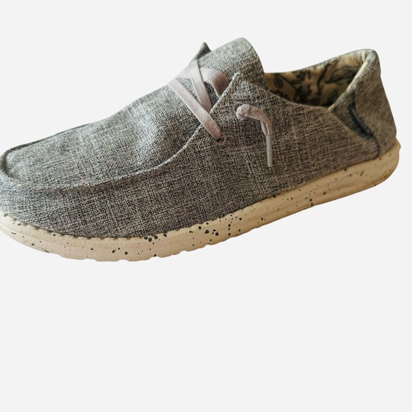 HEYDUDE Wendy Linen Shoes Iron, Gray Size 10 - Picture 2 of 10